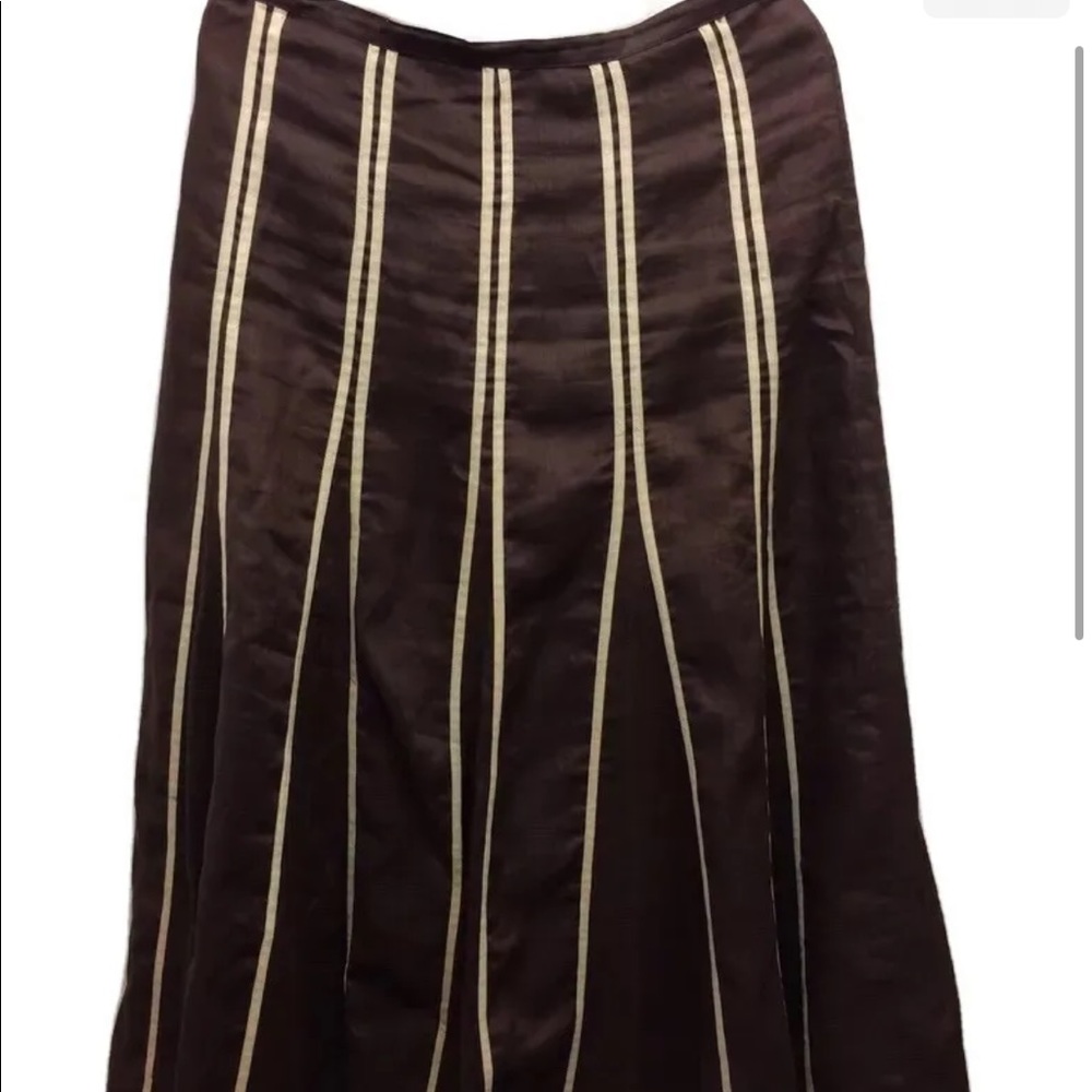 It's A New Vision Pleated Linen Skirt Brown Ribbon Detail 10